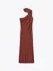 Moda Verano 2025 Ropa de Mujer Vestido Estilo Chaleco Midi de Color Sólido sin Mangas con Cuello Oscilante Adornado con Dorado
