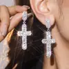 Amazon Pendientes de Cruz de Cristal Brillantes de Gama Alta para Mujer Amazon Pendientes Elegantes Versátiles Pendientes de Cobre