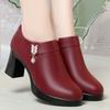 Elegantes Zapatos de Mujer de Tacón Alto, Nuevo Estilo Primavera y Otoño 2025, Zapatos de Corte Bajo Individuales, Tacón Grueso, Zapatos de Cuero Versátiles, Zapatos para Madres de Mediana Edad