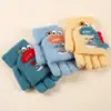 Guantes Flip para Niños Lindo Dinosaurio de Dibujos Animados Niños Bebé Niños Jardín de Infancia Invierno Cálido Medio Dedo Lana