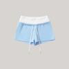 Pantalones Deportivos de Yoga Casuales de Tres Cuartos Ajustados Elásticos Color Latte Bloque de Color Falso Dos Piezas Cintura Alta con Cordón Adecuados para Usar como Ropa Exterior