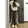 Pantalones de Pierna Ancha con Estampado de Leopardo Retro Americano para Mujer, Nuevos, Sueltos, Adelgazantes, Estilo Plátano, Chica Popular, Pierna Recta, Rayados, Casuales, Largos