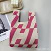 Ins Internet celebridade bolsa feminina malha lã balde saco japonês e coreano estilo all-match bolsa casual bolsa tote lancheira saco