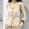 Chaleco cuadrado único y chic de estilo francés para mujer, nuevo modelo de verano con un toque de nicho, versátil para ir al trabajo, se puede combinar con un top de camisa de alta gama