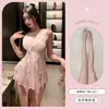 Vestido de Chifón Estilo Hada Deseo Puro Estilo Nuevo 2026 con Copas en el Pecho, Espalda Sexy Fruncida, Camisón de Cintura Alta para Mujer