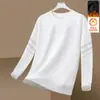 Moletom com Gola Redonda e Forro de Lã para Homens, Tendência Outono e Inverno Versátil Solto Manga Longa Roupa de Baixo para Casais, Tops de Estudante
