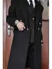 Chaqueta Cortavientos de Lana para Hombre Yuppie Británico con Cuello Solapa Otoño Nuevo de Gama Alta de Longitud Media Hasta la Rodilla