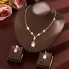 Moda Dulce Nupcial Boda Cristal Joyería Conjunto Zircón Gota de Agua Colgante Collar Pendientes Accesorios de Joyería Ecológico