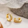 Brincos Redondos de Ouro 18K com Zircônia e Fechos de Rosca, Simples e Versáteis, Estilo Europeu e Americano de Alta Qualidade, Joias de Orelha Transfronteiriças para Amazon