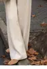 Calças de malha de alta qualidade, estilosas e bonitas, com mistura de lã e perna larga para mulheres, perfeitas para outono e inverno. Estas calças macias e confortáveis têm um caimento solto e fluido e um design de perna reta, compridas até o chão.