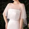 Xale de casamento para noiva véu de noiva feito à mão com fio de pérola e tule capa adereços de foto para registro de foto em estúdio feminino