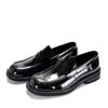 Sapatos mocassins casuais europeus e americanos britânicos masculinos de couro feitos à mão sapatos brilhantes bico redondo sapatos plataforma slip-on Sapatos masculinos de negócios