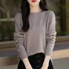 Suéter básico versátil de cuello redondo con patrón trenzado sin costuras de cachemir, exquisito estilo vintage, top interior para otoño e invierno para mujer