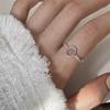 Anel de Prata Esterlina 925 Sabor Pêssego Oolong Anel de Diamante Colorido Fresco Simples Cristal de Morango Anel de Dedo Estilo Ins Suave Feminino