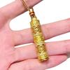 Collar de Buda Portátil con Filigrana de Flor de Imitación Dorada Estilo Antiguo Tachonado de Diamantes para Hombres y Mujeres con Seis Palabras Mantra Colgante Retráctil de Guanyin