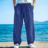 2025 Nuevos Pantalones Sueltos de Otoño para Hombre Pantalones Casuales Cordón Frontal Bolsillos Pierna Recta Cuadros Suave Playa