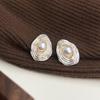 Pendientes de gota de aceite ovalados retro franceses, elegantes pendientes de estilo vintage con aguja de plata, pendientes de alta calidad de estilo antiguo medio.