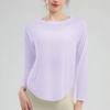Ropa de Yoga Nueva de Otoño Color Nude para Mujer, Tops de Yoga Sueltos, Sexys y Ligeramente Transparentes, Tops Deportivos Casuales con Caída de Manga Larga