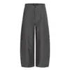 11Kn Calça Social Listrada Cinza Estilo Retro Americano Cimitara Unissex Estilo Old Money Design de Alto Padrão Calça Casual Ampla e Fluida