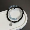 Pulsera de los Cinco Dioses de la Riqueza para Hombres y Mujeres Pulsera Aquamarus para Transferencia de Riqueza Nueva Doble Capa China Apilada Mejor Amigo de Pareja