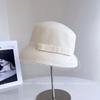 Chapéu Bucket de Malha Estilo Hepburn com Abajur de Lã Australiana para Mulheres, Chapéu de Pescador Elegante e Versátil para o Inverno