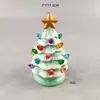 Pequeño Árbol de Navidad de Cerámica Colgante con Led, Árbol de Navidad de Cerámica con Luces Led, Decoración de Mesa Navideña