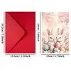 Compra Direta Transfronteiriça Aquarela Celebração de Páscoa Cartão de Saudação Coelho Rosa Fofo Conjunto de Cartões Envelope de Ovo