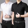 Camisa Casual de Verano de Manga Corta para Hombre de Media Manga Color Puro Camisa de Trabajo de Negocios Profesional Formal Azul Ropa de Hombre