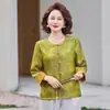Abrigo de Primavera para Madres Mayores de 50, Elegante y con Estilo, Estilo para Mujeres de Mediana Edad y Mayores, Top Corto Bordado de Estilo Chino para Primavera y Otoño