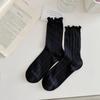 Calcetines de Verano para Mujer, Calcetines Finos de Malla, Calcetines Dulces con Borde Fruncido, Calcetines de Algodón Transpirables de Media Pantorrilla, Calcetines Estilo Ballet