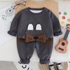 Traje de otoño para niño 2024 nuevo primavera y otoño ropa de bebé caricatura manga larga suéter con bolsillo dos piezas ropa para niños marea