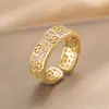 Anillo Exquisito Super Brillante de Circonita para Niñas, Lujo Accesible y Anillo de Apertura Ajustable de Gama Alta, Baño de Oro Real Simple