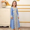 Amazon Kids Novo Vestido Longo com Barra de Renda Cor Lisa Meninas Simples de Manga Longa