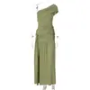Vestido Feminino Europeu e Americano Amazon 2026 Verão Novo Estilo Sem Mangas Fashionável Um Ombro Babado Pregueado Slim-Fit Fenda
