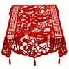 Funda de Tela para Mesita de Noche de Dormitorio Estilo Chino con Dragón y Fénix de Recorte de Papel Rojo, Carácter de Doble Felicidad, Decoración para Habitación de Bodas, Tela de Cubierta Calada para Arreglo de Habitación de Bodas