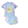 Adorable y lindo traje de baño de dos piezas para niñas, lindo traje de baño transpirable para la playa para niñas con mangas cortas en forma de corazón y shorts tipo bóxer