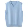 Colete de Lã Pura Infantil com Gola V sem Mangas para Meninos e Meninas, Colete Suéter de Cashmere para Crianças Mais Velhas