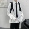 Camisa branca de manga curta masculina moda verão casual terno camisa de polegada uniforme de classe estudantil camisa interna DK manga longa