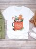 Camiseta Árvore de Natal Feliz Ano Novo Roupa Sapato com Carta Adorável
