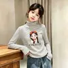 Otoño/Invierno 2026 Terciopelo Alemán para Niñas Cuello Semi Alto Camiseta Base de Manga Larga Rayada Cálida Doble Cara Cepillada Moderna
