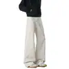 Pantalones Casuales de Trabajo Desestructurados Retro Americanos para Hombre Otoño Nuevos Limpios Bien Ajustados de Largo Completo Pantalones Guadaña Pierna Recta Pantalones de Pierna Ancha