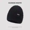 Novo Chapéu de Tricô Casual Masculino Inverno Outdoor Letra À Prova de Frio Chapéu de Lã Forrado com Fleece Quente Chapéu Frio Chapéu Espessado