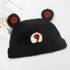 Chapéu de Lã Feito à Mão Feminino Outono e Inverno Quente Fofo Orelha de Urso Chapéu de Tricô Japonês Doce Estudante Casal Chapéu Masculino