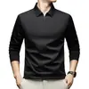 8012 Fornecimento Exclusivo Transfronteiriço da Fábrica de Origem [Design com Gola com Zíper] Camisa Polo Masculina de Manga Longa Cor Sólida Outono/Inverno
