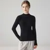 Colección nueva de otoño/invierno adelgazante y que realza la figura: Suéter 100% cachemira para mujer, con cuello semialto, diseño ajustado y tejido de canalé, perfecto como capa base