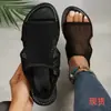 Nuevas sandalias transpirables de malla con fondo plano de comercio exterior para mujer, sandalias de playa transpirables de talla grande, en stock en Wish
