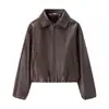 Chaqueta de cuero casual de manga larga con cuello de solapa para mujer, de moda europea y americana, transfronteriza, para AliExpress