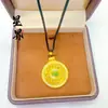 Cadena de Suéter de Lujo Versátil Vintage al por Mayor con Colgante de Brújula de Calabaza Verde Giratorio Incrustado de Diamantes Chapado en Oro del Mismo Estilo que en las Tiendas de Oro