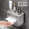 Caja de Pañuelos Transparente con Patrón de Glaciar de Lujo Ligero para Hotel Baño Lavabo sin Perforaciones Montado en Pared Caja de Pañuelos Impermeable Extraíble