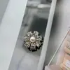 Botão de Metal Flor de Pérola Cravejado com Diamantes Francês para Blazer de Terno Casaco de Pele de Nylon Dupla Face Botões Decorativos